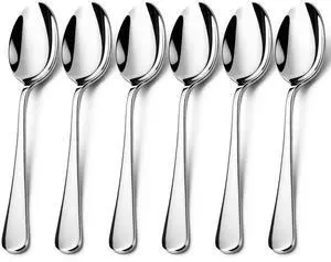 Dinner Spoons Set of 6, 7.9 Inch Soup Spoons Stainless Steel, Large Tablespoons Durable Cutlery Table Spoon, Mirror Finish & Dishwasher Safe, Spoons Silverware for Home, Kitchen & Restaurant Dinner Spoons Set of 6, 7.9 Inch Soup Spoons Stainless Steel, Large Tablespoons Durable Cutlery Table Spoon, Mirror Finish & Dishwasher Safe, Spoons Silverware for Home, Kitchen & Restaurant