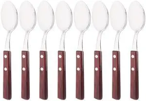 Teaspoons Set of 8, 304 Stainless Steel Dessert Spoons with Red Wooden Handle, 6.3 Inch Ice Cream Spoons for Coffee, Appetizer, Bistro Teaspoons Set of 8, 304 Stainless Steel Dessert Spoons with Red Wooden Handle, 6.3 Inch Ice Cream Spoons for Coffee, Appetizer, Bistro