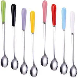 Mixing Spoons Set of 8, Stainless Steel Iced Teaspoons with Ceramic Handle 7.6-Inch Long Soup Tablespoons Espresso Coffee Spoons Candy-Colored, Mixed Color Mixing Spoons Set of 8, Stainless Steel Iced Teaspoons with Ceramic Handle 7.6-Inch Long Soup Tablespoons Espresso Coffee Spoons Candy-Colored, Mixed Color