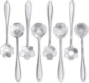 16 Pieces Stainless Steel Flower Coffee Spoon Dessert Sugar Ice Cream Stirring Tea Spoon Set for Tableware Kitchen, Cafe or Bar(Silvery) 16 Pieces Stainless Steel Flower Coffee Spoon Dessert Sugar Ice Cream Stirring Tea Spoon Set for Tableware Kitchen, Cafe or Bar(Silvery)