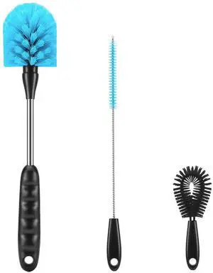 12.2 inch Bottle Brush Set of ThreeWashable Coffee Cups, Water Bottles, Baby Bottles, Straws, to-go Cups, Long-Handled 3-in-1 Stainless Steel Bottle Brushes. (Black) 12.2 inch Bottle Brush Set of ThreeWashable Coffee Cups, Water Bottles, Baby Bottles, Straws, to-go Cups, Long-Handled 3-in-1 Stainless Steel Bottle Brushes. (Black)