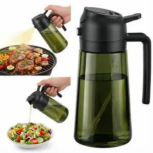 16oz/470ml Oil Sprayer for Cooking, 2 in 1 Oil Dispenser for Kitchen, Olive Oil Sprayer, Food Grade Glass Bottle for Kitchen Gadgets, Air Fryer Accessories, Salad, BBQ (Black) 16oz/470ml Oil Sprayer for Cooking, 2 in 1 Oil Dispenser for Kitchen, Olive Oil Sprayer, Food Grade Glass Bottle for Kitchen Gadgets, Air Fryer Accessories, Salad, BBQ (Black)