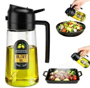 New Upgraded 2 in 1 Oil Sprayer For Cooking, 16oz/470ml Olive Oil Dispenser Bottle for Kitchen New Upgraded 2 in 1 Oil Sprayer For Cooking, 16oz/470ml Olive Oil Dispenser Bottle for Kitchen