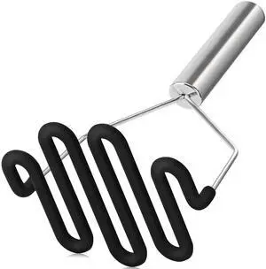 Non-Scratch Silicone Potato Masher Kitchen Tool, Potatoes Masher Potato Masher Stainless Steel Wrapped In Premium Silicone, Potato Smasher (Black) Non-Scratch Silicone Potato Masher Kitchen Tool, Potatoes Masher Potato Masher Stainless Steel Wrapped In Premium Silicone, Potato Smasher (Black)