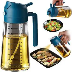 16oz/470ml Glass Olive Oil Sprayer for Cooking - 2 in 1 Olive Oil Dispenser for Kitchen Gadgets, Air Fryer, Salad, and BBQ - Navy 16oz/470ml Glass Olive Oil Sprayer for Cooking - 2 in 1 Olive Oil Dispenser for Kitchen Gadgets, Air Fryer, Salad, and BBQ - Navy