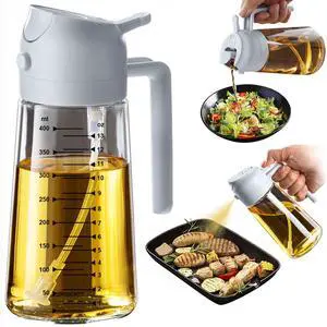 16oz/470ml Glass Olive Oil Sprayer for Cooking 2 in 1 Olive Oil Dispenser Bottle for Kitchen Gadgets and Air Fryer Accessories, Salad, BBQ - Ash 16oz/470ml Glass Olive Oil Sprayer for Cooking 2 in 1 Olive Oil Dispenser Bottle for Kitchen Gadgets and Air Fryer Accessories, Salad, BBQ - Ash