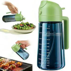 Glass Olive Oil Sprayer for Cooking (16oz/470ml), 2 in 1 Olive Oil Dispenser Bottle for Kitchen Gadgets and Air Fryer Accessories, Salad, BBQ - 1-Pack, Blue Green Glass Olive Oil Sprayer for Cooking (16oz/470ml), 2 in 1 Olive Oil Dispenser Bottle for Kitchen Gadgets and Air Fryer Accessories, Salad, BBQ - 1-Pack, Blue Green