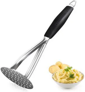 Heavy Duty Stainless Steel Potato Masher, Professional Integrated Masher Kitchen Tool & Food Masher/Potato Smasher with Silicone Handle, Perfect for Bean, Vegetable, Fruits, Avocado, Meat Heavy Duty Stainless Steel Potato Masher, Professional Integrated Masher Kitchen Tool & Food Masher/Potato Smasher with Silicone Handle, Perfect for Bean, Vegetable, Fruits, Avocado, Meat