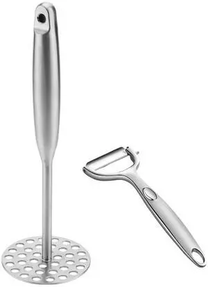 Potato Masher +Peeler 2 in 1 Set 304 Stainless Steel with Ergonomic Handle Potato Masher +Peeler 2 in 1 Set 304 Stainless Steel with Ergonomic Handle