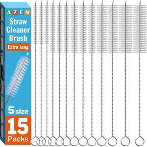 15 Pack Straw Cleaner Brush Set, 12 inch Extra Long, 5 Different Diameters Reusable Cleaning Brush for Sippy Cup, Water Bottle and Tubes 15 Pack Straw Cleaner Brush Set, 12 inch Extra Long, 5 Different Diameters Reusable Cleaning Brush for Sippy Cup, Water Bottle and Tubes