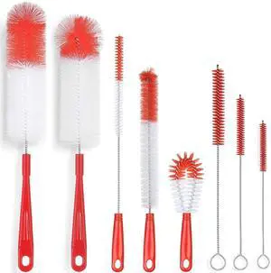 8-Pack Red Bottle Brush Cleaner Set - Long Cleaning Brush for Narrow Neck Wine/Beer Bottles, Thermos, Hummingbird Feeder, Spout, Lids and Straws 8-Pack Red Bottle Brush Cleaner Set - Long Cleaning Brush for Narrow Neck Wine/Beer Bottles, Thermos, Hummingbird Feeder, Spout, Lids and Straws
