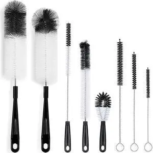 8-Pack Bottle Cleaning Brush Set - Long Handle Black Bottle Cleaner for Washing Narrow Wine/Beer Bottles/Thermos/Flask Tumbler/Sport Well/Kettle/Lid Brush, Straw Brush 8-Pack Bottle Cleaning Brush Set - Long Handle Black Bottle Cleaner for Washing Narrow Wine/Beer Bottles/Thermos/Flask Tumbler/Sport Well/Kettle/Lid Brush, Straw Brush