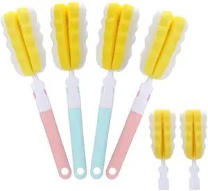 4Pcs Bottle Brush Sponge, Cup Water Bottle Sponge Brush Cleaner(4Pcs+2Head) 4Pcs Bottle Brush Sponge, Cup Water Bottle Sponge Brush Cleaner(4Pcs+2Head)