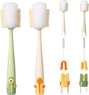 5-in-1 Bottle Cleaning Brush Set, Multifunctional Kitchen Lid Scrubber with Long Handle, Portable Brush Tools for Cups, Hard Bristle Sponge Head(2 Pack) 5-in-1 Bottle Cleaning Brush Set, Multifunctional Kitchen Lid Scrubber with Long Handle, Portable Brush Tools for Cups, Hard Bristle Sponge Head(2 Pack)