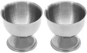 2 Pcs Silver Egg Cups - Stainless Steel Egg Holder 2 Pcs Silver Egg Cups - Stainless Steel Egg Holder