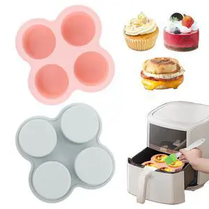 Reusable Silicone Air Fryer Egg Mold, 2 Pcs 4 Cavity Non-Stick Air Fryer Baking Pan with Oil Brush, Silicone Muffin Pans Muffin Cups for Baking, Hamburger Bun Pan(pink,blue) Reusable Silicone Air Fryer Egg Mold, 2 Pcs 4 Cavity Non-Stick Air Fryer Baking Pan with Oil Brush, Silicone Muffin Pans Muffin Cups for Baking, Hamburger Bun Pan(pink,blue)