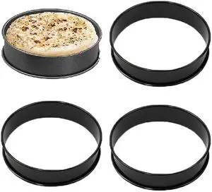 English Muffin Rings, Stainless Steel Crumpet Rings, 4 Pcs 4 inch Nonstick Metal Round Ring Molds with Silicone Oil Brush English Muffin Rings, Stainless Steel Crumpet Rings, 4 Pcs 4 inch Nonstick Metal Round Ring Molds with Silicone Oil Brush