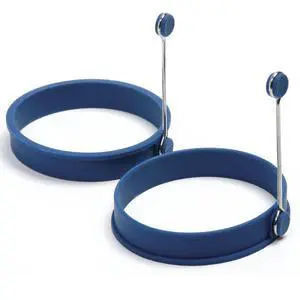 Silicone Round Pancake/Egg Rings, 2 Pieces, Blue Silicone Round Pancake/Egg Rings, 2 Pieces, Blue