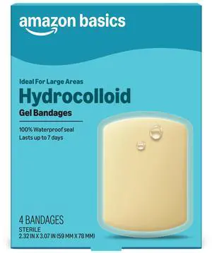 Hydrocolloid Gel Bandages, Large Wound Dressing 4 Count Hydrocolloid Gel Bandages, Large Wound Dressing 4 Count