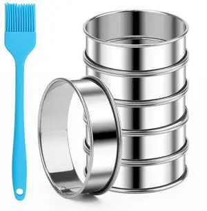 3 Inch English Muffin Rings, 6 PCS Stainless Steel Crumpet Rings Nonstick 3 Inch English Muffin Rings, 6 PCS Stainless Steel Crumpet Rings Nonstick
