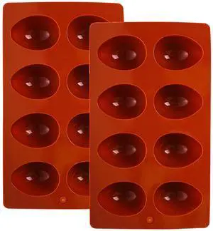8 Cavity Silicone Egg Molds Set of 2 for Easter Silicone Egg Pan Baking Supplies for Cake Decorating Chocolate Candy (2, Brick red) 8 Cavity Silicone Egg Molds Set of 2 for Easter Silicone Egg Pan Baking Supplies for Cake Decorating Chocolate Candy (2, Brick red)
