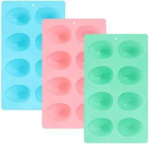 3Pcs 8-Cavity Easter Silicone Egg Molds, Baking Supplies for DIY Cake Decoration, Chocolate, Candy, Jello, Pastry, Muffin, Bread, Ice Cube (Pink,Green,Blue) 3Pcs 8-Cavity Easter Silicone Egg Molds, Baking Supplies for DIY Cake Decoration, Chocolate, Candy, Jello, Pastry, Muffin, Bread, Ice Cube (Pink,Green,Blue)