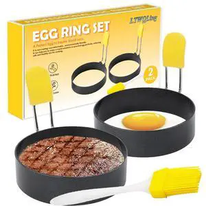 4 Inch Large Egg Rings for Frying Eggs, 2 Pack Stainless Steel Egg Cooking Rings Nonstick Round Egg Shaper Mold with Anti-scald Handle for English Muffins Pancake Cooking Griddle 4 Inch Large Egg Rings for Frying Eggs, 2 Pack Stainless Steel Egg Cooking Rings Nonstick Round Egg Shaper Mold with Anti-scald Handle for English Muffins Pancake Cooking Griddle