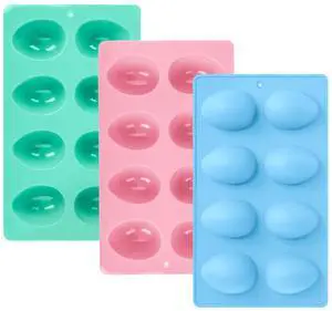 3Pcs 8-Cavity Easter Silicone Egg Molds, Egg Shaped Cake Pop Mold, Baking Supplies for Making Chocolate Jello Candy Dessert Muffin Mousse Pastry 3Pcs 8-Cavity Easter Silicone Egg Molds, Egg Shaped Cake Pop Mold, Baking Supplies for Making Chocolate Jello Candy Dessert Muffin Mousse Pastry