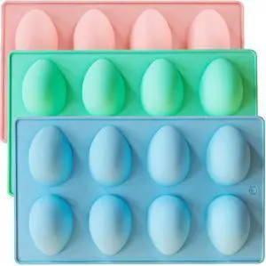 3 PCS Easter Egg Chocolate Molds Silicone, 24-Cavity Egg Shaped Silicone Mold Baking Supplies for Chocolate Baking Oven Cake Pop Soap Candy Ice Cube Jelly 3 PCS Easter Egg Chocolate Molds Silicone, 24-Cavity Egg Shaped Silicone Mold Baking Supplies for Chocolate Baking Oven Cake Pop Soap Candy Ice Cube Jelly