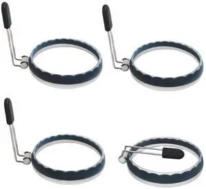Silicone Egg Rings, 4 Pack Upgraded Leak-proof Liquid Egg Fryer Ring, Nonstick Egg Bite Mold for Breakfast Sandwiches and Pancake, Half Black Silicone Egg Rings, 4 Pack Upgraded Leak-proof Liquid Egg Fryer Ring, Nonstick Egg Bite Mold for Breakfast Sandwiches and Pancake, Half Black