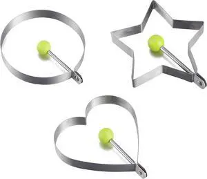3-Piece Stainless Steel Cooking Mold Set - Pancake & Egg Shapers for Frying Pan 3-Piece Stainless Steel Cooking Mold Set - Pancake & Egg Shapers for Frying Pan