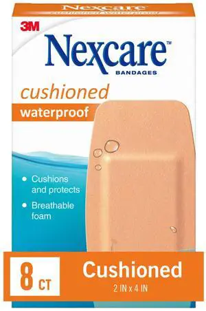 Waterproof Cushioned Bandages, Knee & Elbow, 2 x 4 in, 8 Count Waterproof Cushioned Bandages, Knee & Elbow, 2 x 4 in, 8 Count