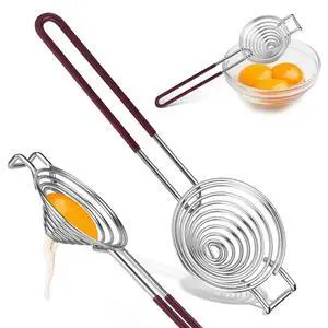 Stainless Steel Egg Separator,Egg Yolk & White Separator Tool with Long Handle,Sifting Filter Egg Divider,Kitchen Gadget for Baking Cooking Stainless Steel Egg Separator,Egg Yolk & White Separator Tool with Long Handle,Sifting Filter Egg Divider,Kitchen Gadget for Baking Cooking
