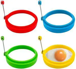 Egg Ring Set, Silicone Egg Ring Molds, Fried Egg Rings and Non-stick Egg Cooker Ring, Multicolor, 4Pack Egg Ring Set, Silicone Egg Ring Molds, Fried Egg Rings and Non-stick Egg Cooker Ring, Multicolor, 4Pack