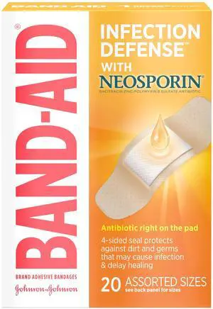 Brand Adhesive Bandages, Infection Defense, Assorted Sizes, 20 Ct Brand Adhesive Bandages, Infection Defense, Assorted Sizes, 20 Ct