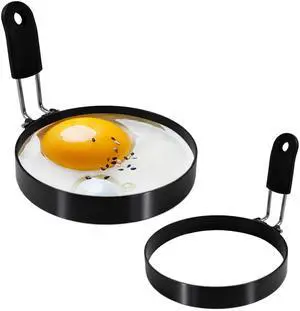 2-Pack 3.5'' Egg Rings Set with Silicone Handle, Stainless Steel Egg Cooking Rings,NonstickFor Frying Eggs and English Muffins Pancake, Egg Mold Shaper For Breakfast 2-Pack 3.5'' Egg Rings Set with Silicone Handle, Stainless Steel Egg Cooking Rings,NonstickFor Frying Eggs and English Muffins Pancake, Egg Mold Shaper For Breakfast