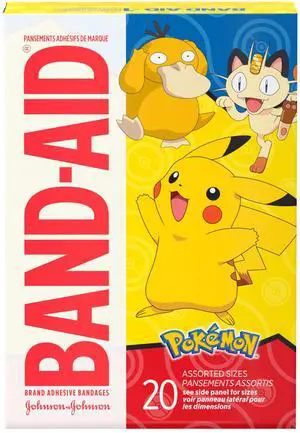 Brand Adhesive Bandages, Pokémon, Assorted Sizes, 20 Count Brand Adhesive Bandages, Pokémon, Assorted Sizes, 20 Count