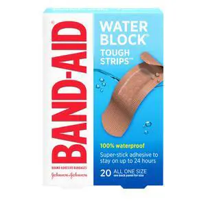 Brand Water Block Tough Adhesive Bandages, All One Size, 20 Count Brand Water Block Tough Adhesive Bandages, All One Size, 20 Count