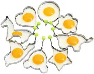 8pcs Set Stainless Steel Egg Rings Molds Non Stick for Cooking Frying Eggs Omelets Egg Shaper Pancake Maker with Handle for Griddle Pan 8pcs Set Stainless Steel Egg Rings Molds Non Stick for Cooking Frying Eggs Omelets Egg Shaper Pancake Maker with Handle for Griddle Pan