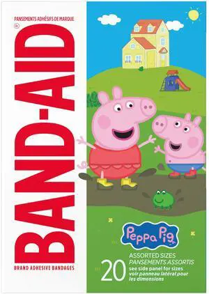 Brand Adhesive Bandages, Peppa Pig, Assorted Sizes, 20 Count Brand Adhesive Bandages, Peppa Pig, Assorted Sizes, 20 Count