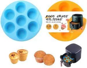 2 Pack Silicone Egg Bite Molds, Food Grade 7-Cups Air Fryer Muffin Pan for Baking Mini Muffins, Egg Bite, Tart, Mini Cupcake and Quiche, Nonstick and BPA - Free (Orange+Blue) 2 Pack Silicone Egg Bite Molds, Food Grade 7-Cups Air Fryer Muffin Pan for Baking Mini Muffins, Egg Bite, Tart, Mini Cupcake and Quiche, Nonstick and BPA - Free (Orange+Blue)