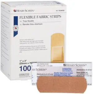Adhesive Fabric Strip Bandages 1" x 3", Sterile, 100 Ct Adhesive Fabric Strip Bandages 1" x 3", Sterile, 100 Ct