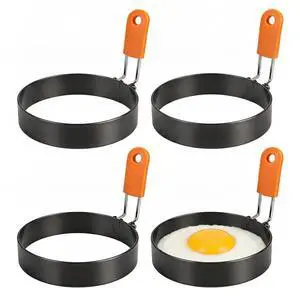 3.5" Nonstick Egg Rings Set of 4 with Silicone Handle,Large Ring for Frying Eggs,Stainless Steel Round Egg Maker Mold,Round Crumpet Ring Mold for Indoor Camping Breakfast Sandwiches Burger 3.5" Nonstick Egg Rings Set of 4 with Silicone Handle,Large Ring for Frying Eggs,Stainless Steel Round Egg Maker Mold,Round Crumpet Ring Mold for Indoor Camping Breakfast Sandwiches Burger