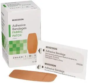 Adhesive Bandages, Sterile, Fabric Patch, 2 in x 4 in, 50 Count, 1 Pack Adhesive Bandages, Sterile, Fabric Patch, 2 in x 4 in, 50 Count, 1 Pack