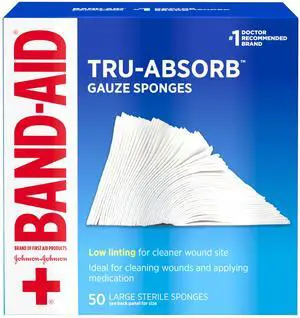 Brand Tru-Absorb Gauze Sponges, Large Size, 4 in x 4 in, 50 Count Brand Tru-Absorb Gauze Sponges, Large Size, 4 in x 4 in, 50 Count