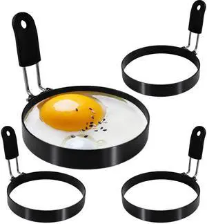 4-Pack 3.5'' Egg Rings Set with Silicone Handle, Stainless Steel Egg Cooking Rings,NonstickFor Frying Eggs and English Muffins Pancake, Egg Mold Shaper For Breakfast 4-Pack 3.5'' Egg Rings Set with Silicone Handle, Stainless Steel Egg Cooking Rings,NonstickFor Frying Eggs and English Muffins Pancake, Egg Mold Shaper For Breakfast
