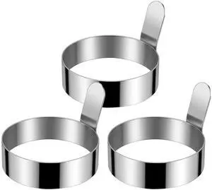 Set of 3 Stainless Steel Egg Rings, 3.54-Inch Long Handle Egg Mold for Griddle, Pancake & Cookie Ring, Perfect Round Eggs for Breakfast Sandwiches Set of 3 Stainless Steel Egg Rings, 3.54-Inch Long Handle Egg Mold for Griddle, Pancake & Cookie Ring, Perfect Round Eggs for Breakfast Sandwiches