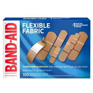 Brand Flexible Fabric Adhesive Bandages, Assorted Sizes, 100 Count Brand Flexible Fabric Adhesive Bandages, Assorted Sizes, 100 Count