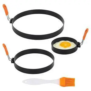 Stainless Steel Egg Rings, 8" Omelet Ring 6" Pancake Ring 4" Griddle Fried Egg Ring, Non-stick Round Food Cooking Rings Mold with Oil Brush Stainless Steel Egg Rings, 8" Omelet Ring 6" Pancake Ring 4" Griddle Fried Egg Ring, Non-stick Round Food Cooking Rings Mold with Oil Brush