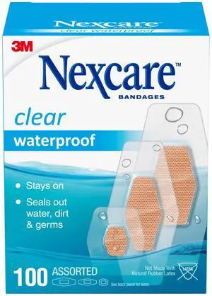 Waterproof Clear Bandages, Covers and Protects, 360 Degree Seal Around The Pad Offers Exceptional Protection Against Water, Dirt, and Germs, Assorted Sizes, 100 Count Waterproof Clear Bandages, Covers and Protects, 360 Degree Seal Around The Pad Offers Exceptional Protection Against Water, Dirt, and Germs, Assorted Sizes, 100 Count